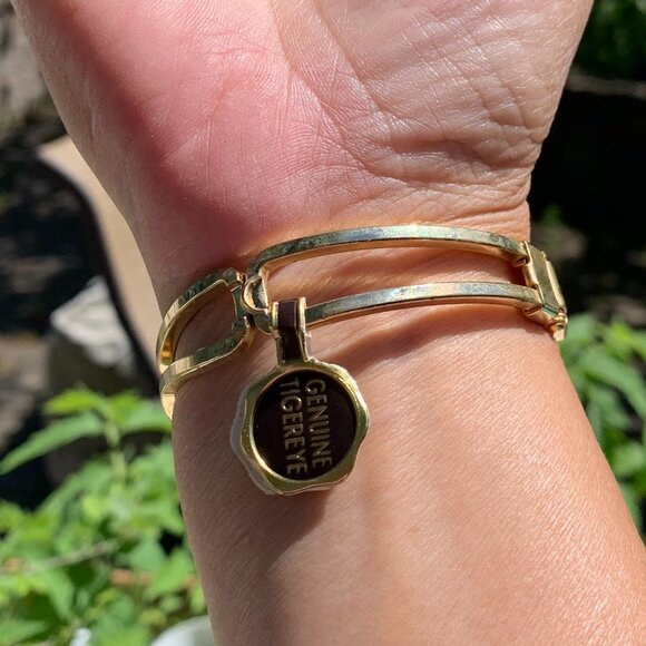 Vtg Genuine Tiger Eye Stone Cuff Bracelet - Picture 3 of 12